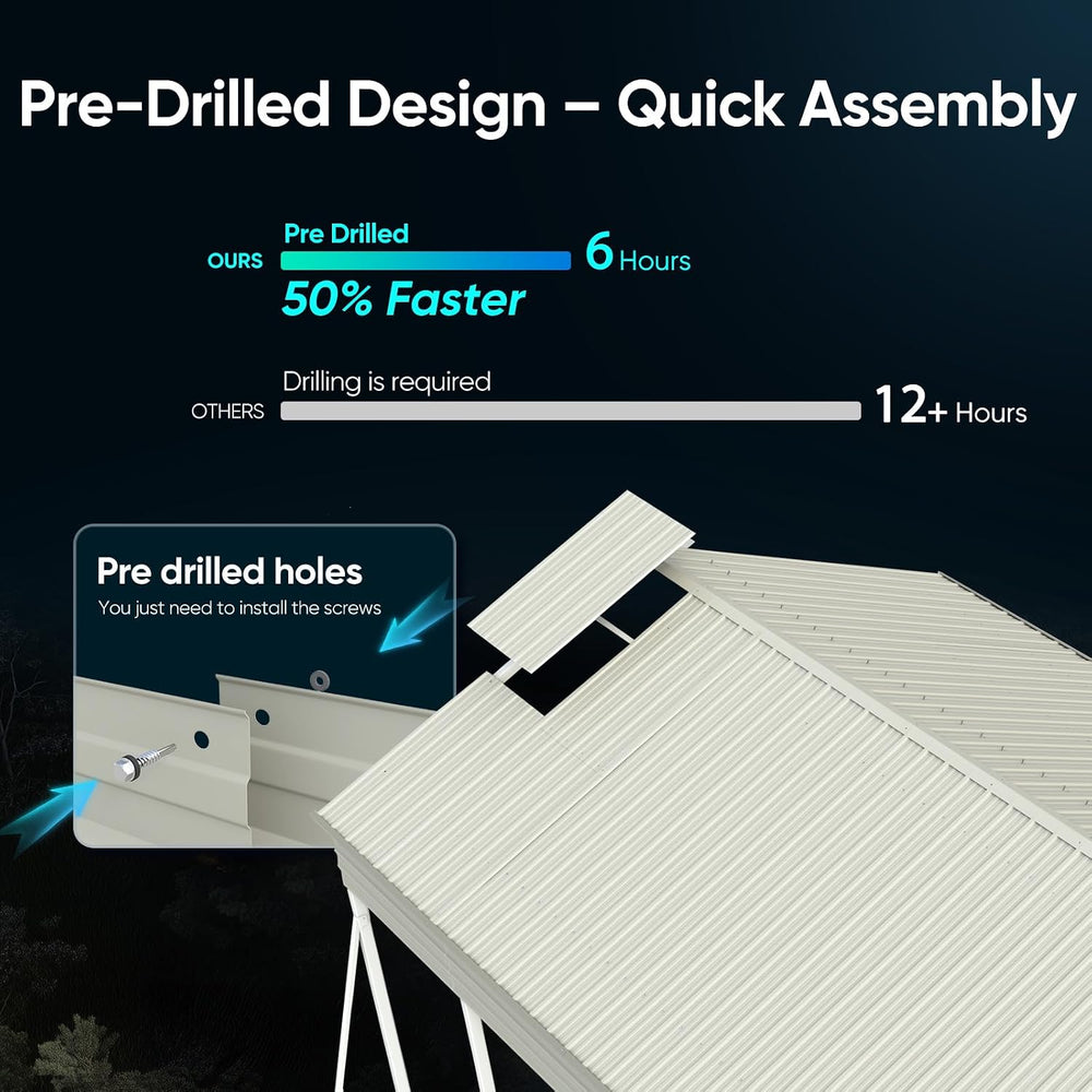 Quictent 13x26 FT Heavy Duty Metal Carport, Reinforced Steel Shelter