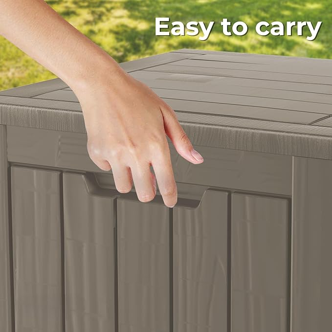 35 Gallon Resin Deck Box, Waterproof Outdoor Storage Bin