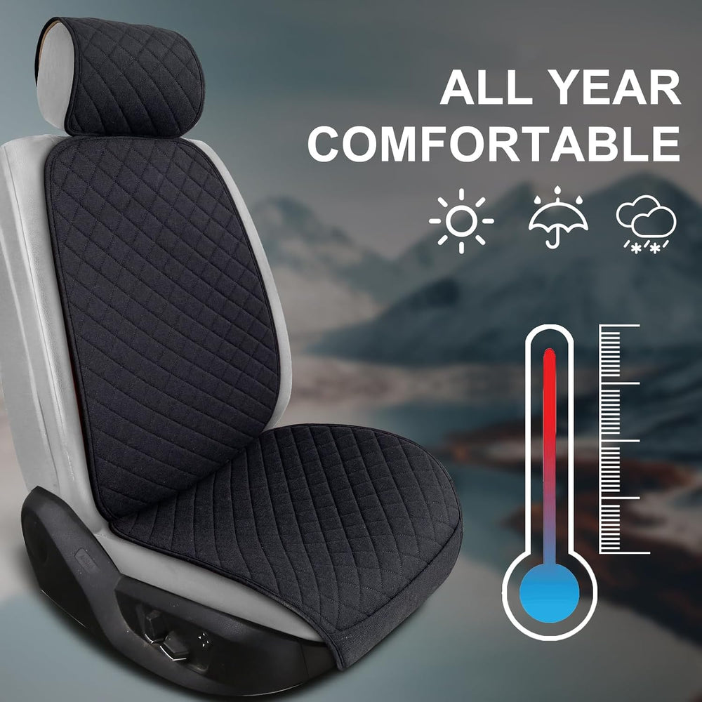 BOPUOVRE Linen Front Car Seat Covers Breathable Fabric