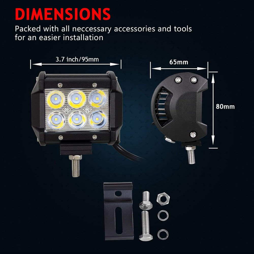AUXTINGS 10 Piece 4 inch 18W Spot LED Work Light Bar Driving Lamp for Jeep Of...