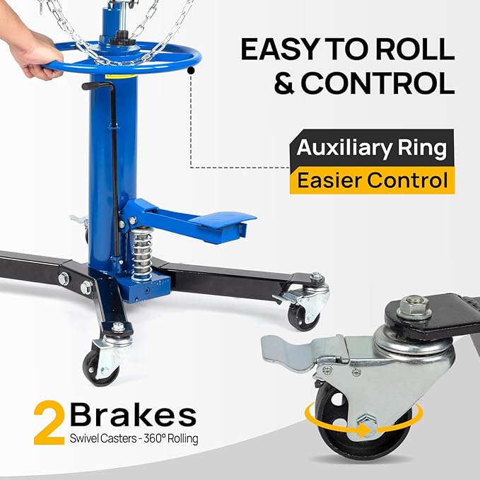 TUFFIOM Transmission Jack, 1100 lbs 1/2Ton Hydraulic 2-Stage High Lift Vertical
