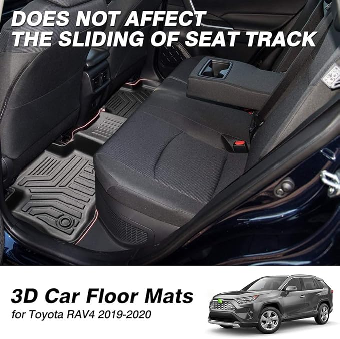 Powerty Floor Mats for 2019-2024 2025 Toyota RAV4 Accessories All Weather Floor