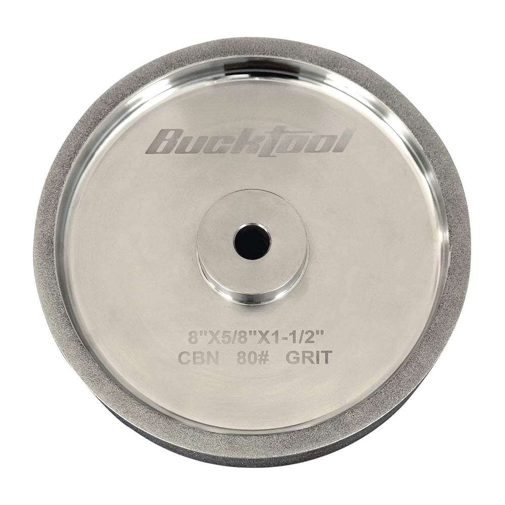 BUCKTOOL 80 Grit 8-Inch CBN Grinding Wheel, 1.5-Inch Wide, 5/8-Inch Arbor