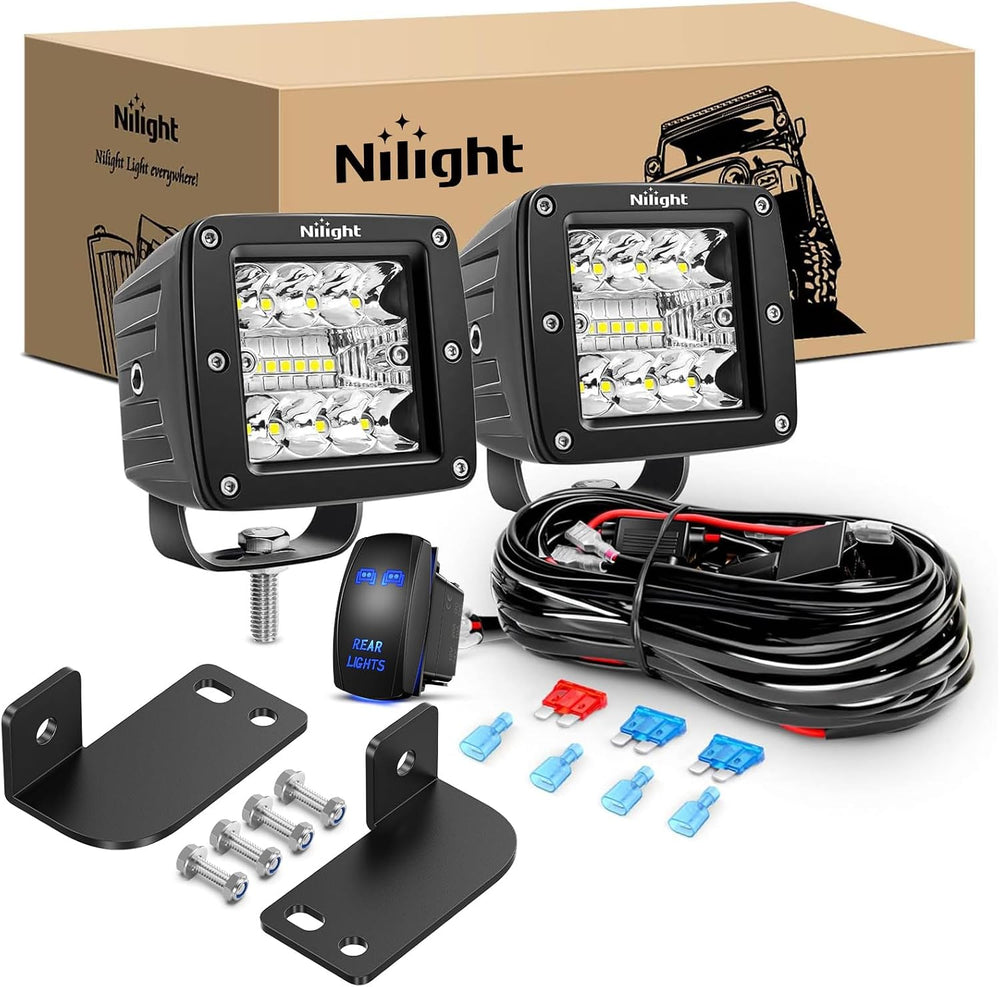 Nilight 2PCS 3 Inch LED Pods Cubes UTV Rear Roof Mounting Brackets LED Backup...