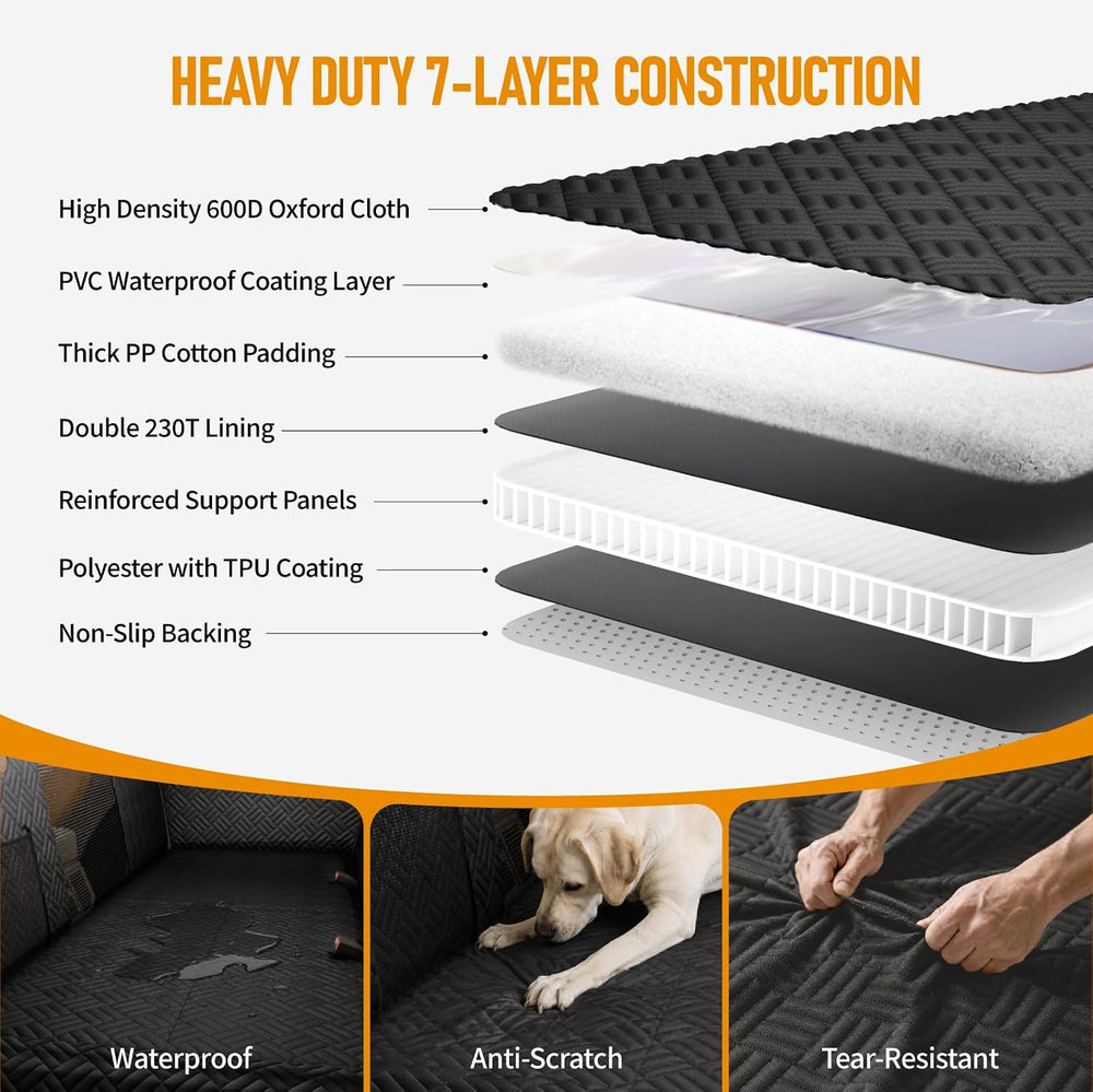 Dog Car Seat Cover for Back Seat, Hard Bottom Back Seat Extender for Dog