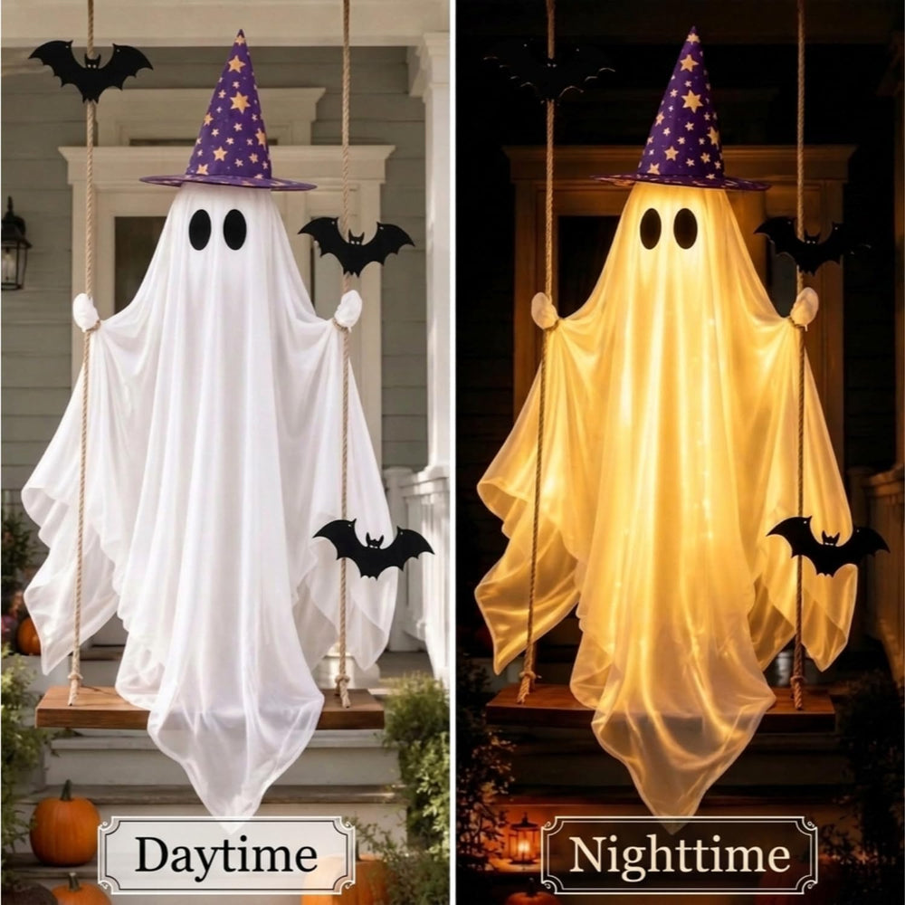Halloween Swinging Ghost, Lighted Hanging Ghost Decor for Outdoor Porch