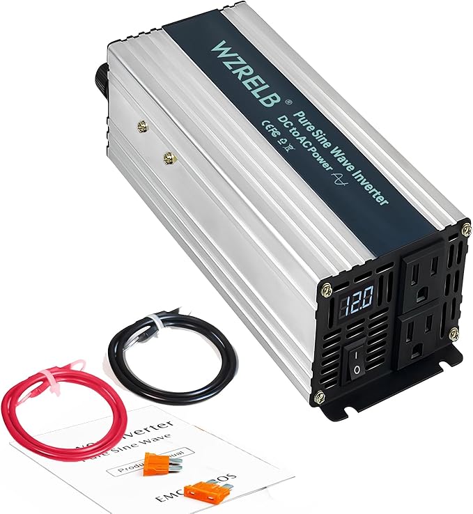WZRELB 800W Pure Sine Wave Inverter 12V DC to 110V 120V AC, Car Power Inverter