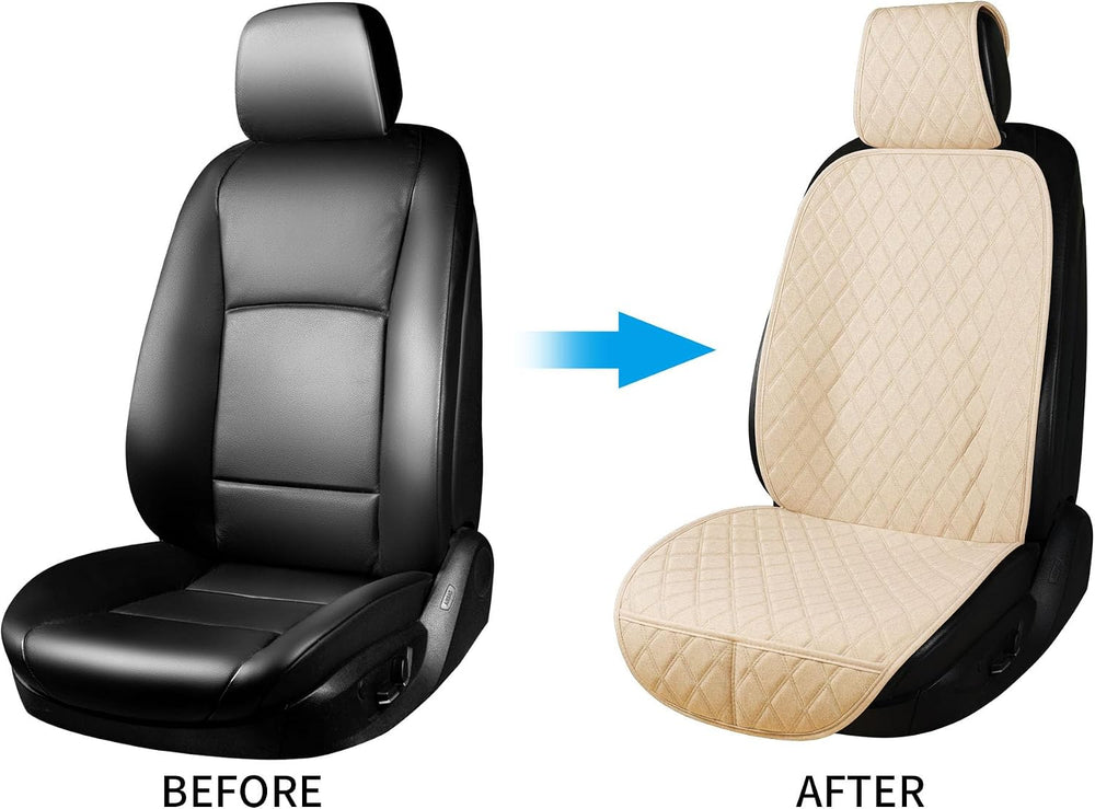 2PCS Linen Front Seat Covers for Cars Sideless Seat Covers Breathable Cloth F...