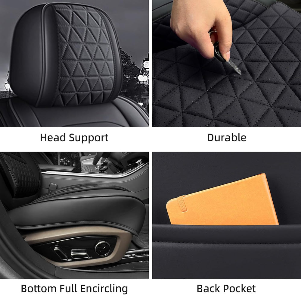 Black Car Seat Covers Full Set Leather Seat Cover for Car SUV Truck