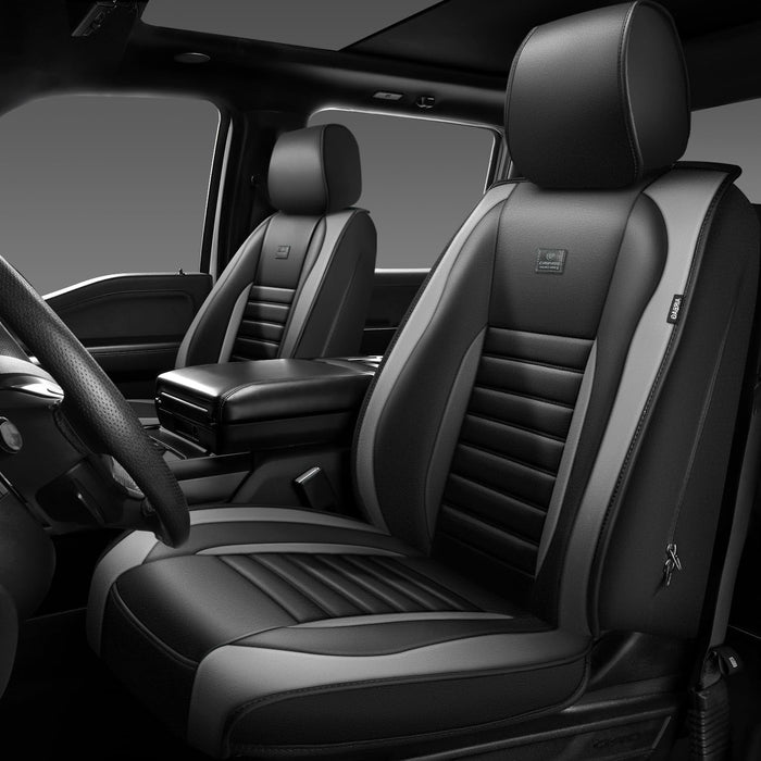 CAR PASS Nappa Leather Car Seat Covers Front Seats, Luxury Seat Protector