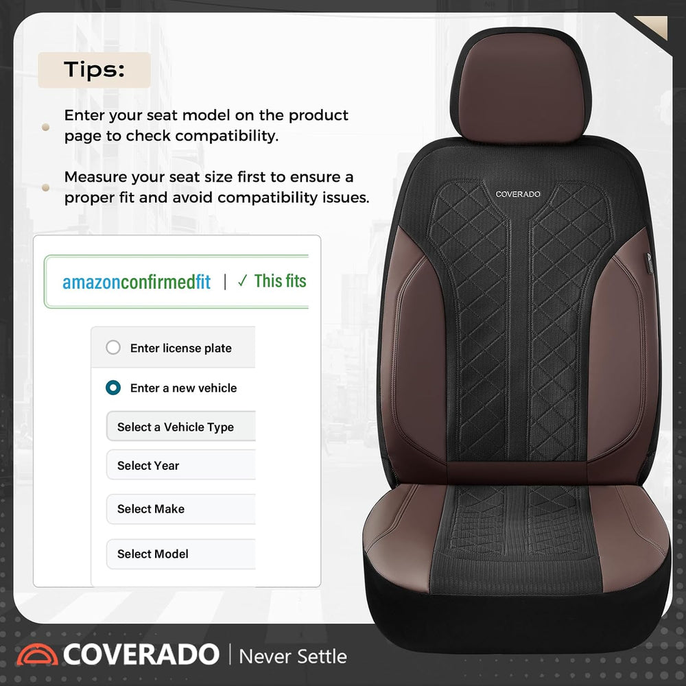 Coverado Seat Covers for Car 5 Seats, Leather Car Seat Covers Fullset, Breath...