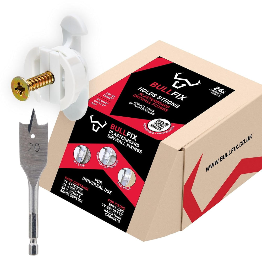 Bullfix Universal Drywall Fixings - Holds up to 255lbs, Heavy Duty Wall Ancho...
