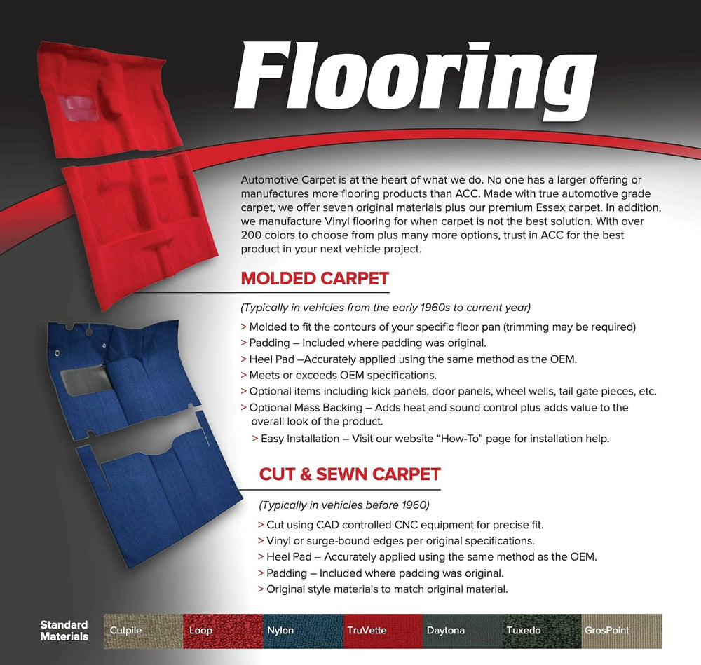 Replacement Auto Carpet Floor Liner - Molded Cutpile - fits 1988-1999 Chevrol...