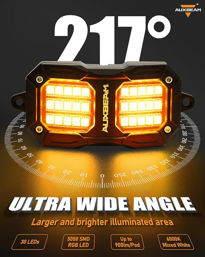 Auxbeam 2-Pod Dynamic Color Changing RGB LED Rock Lights