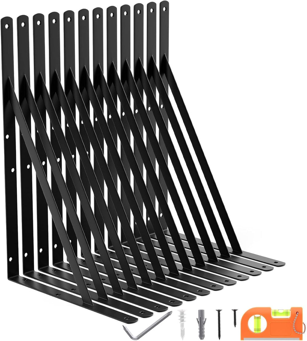 12-Pack 18 Inch Heavy Duty Shelf Brackets, Large Floating Shelf Bracket