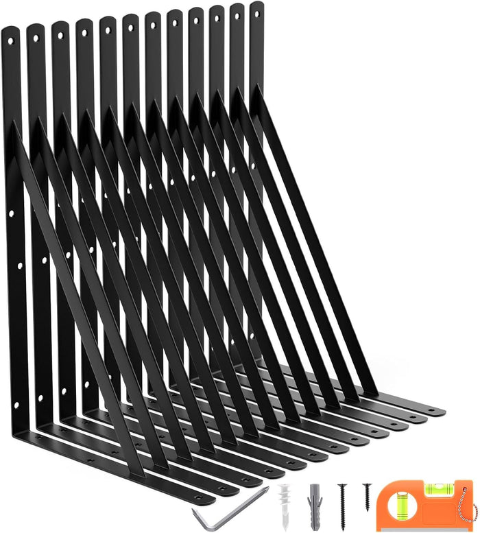12-Pack 18 Inch Heavy Duty Shelf Brackets, Large Floating Shelf Bracket