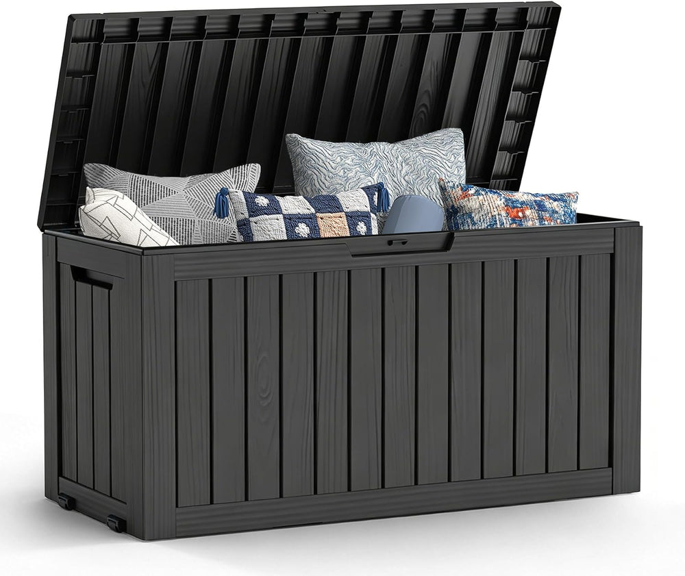 Mars Villa 75 Gallon Deck Box, Outdoor Storage Box, Outside Bin, Black