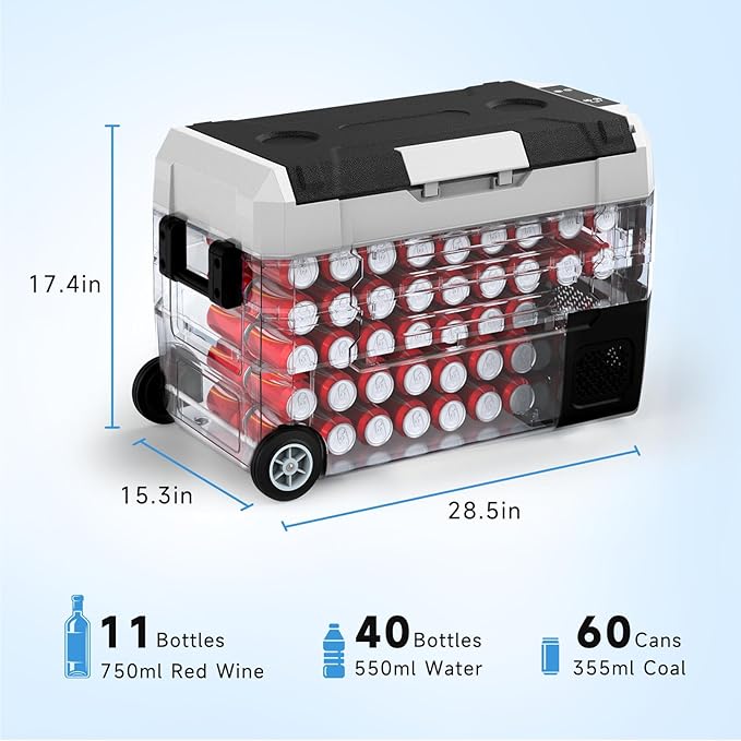 SubSun12V Cooler Car Fridge, 48QT -4℉~68℉ Fast Cooling Car Refrigerator