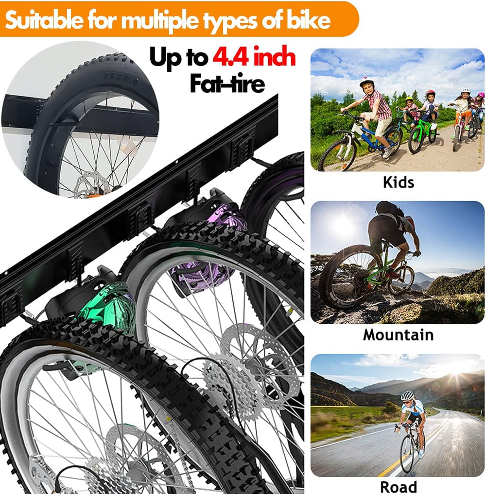 TORACK Bike Storage Rack, 6 Bikes Bike Racks & 5 Helmets Hooks for Garage