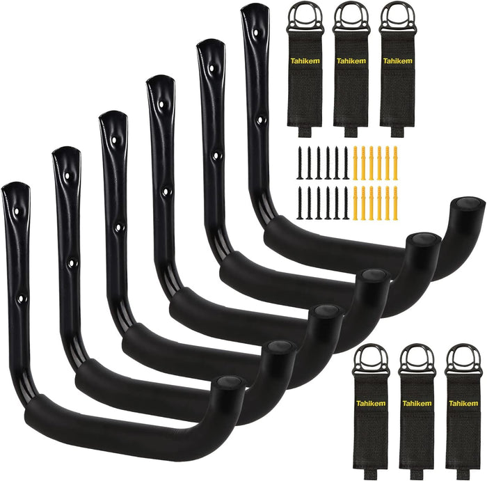 6 Pack Garage Hooks Heavy Duty, 9 Inch Ladder Hooks for Garage Wall