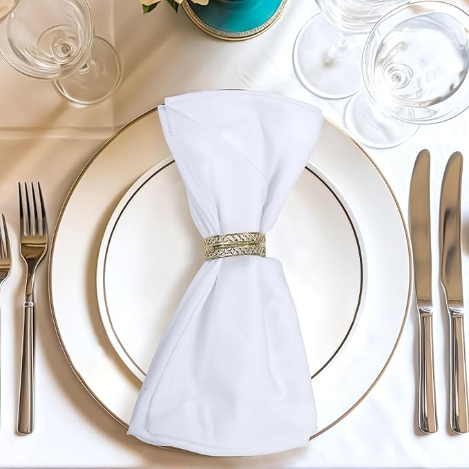 Urban Villa White Cloth Napkins Set of 12 100% Cotton Dinner Napkins Cloths W...