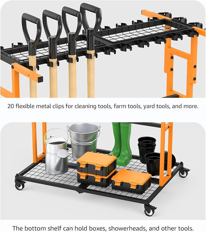 CCCEI Garage Organization with Wheels, Outdoor Gargen Yard Shed Tools Organizer