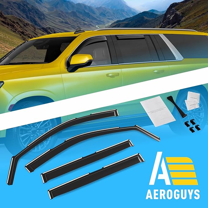 Extra Durable Window Deflectors in-Channel Window Visors Rain Guards Fit (4 pcs)