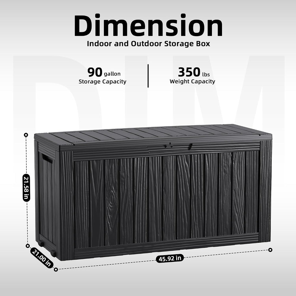 DRATO 90 Gallon Deck Boxes Outdoor Waterproof, Resin Large Lockable Storage B...
