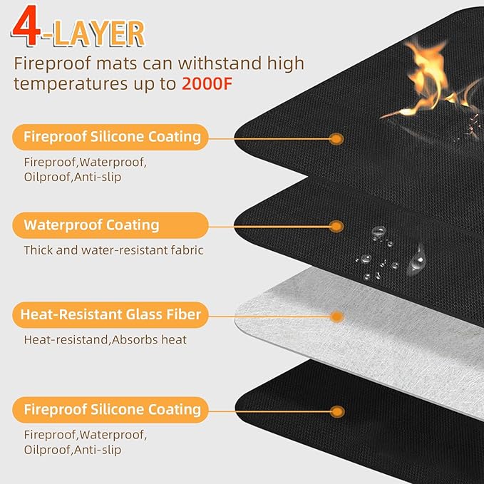 Under Grill Mat for Outdoor Grilling, 70 x 48 inches Double-Sided Fireproof