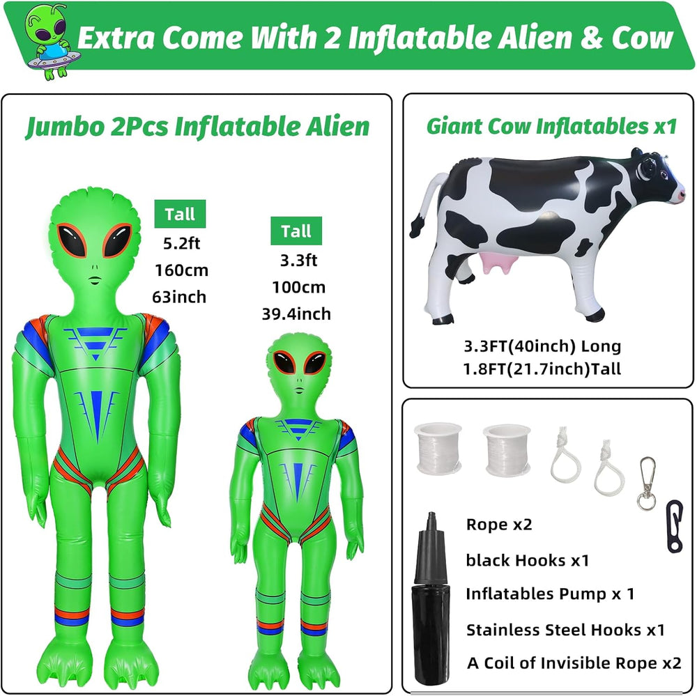 Alien Party Decorations 4.2FT Hanging Alien UFO Cow Abduction Inflatable with...