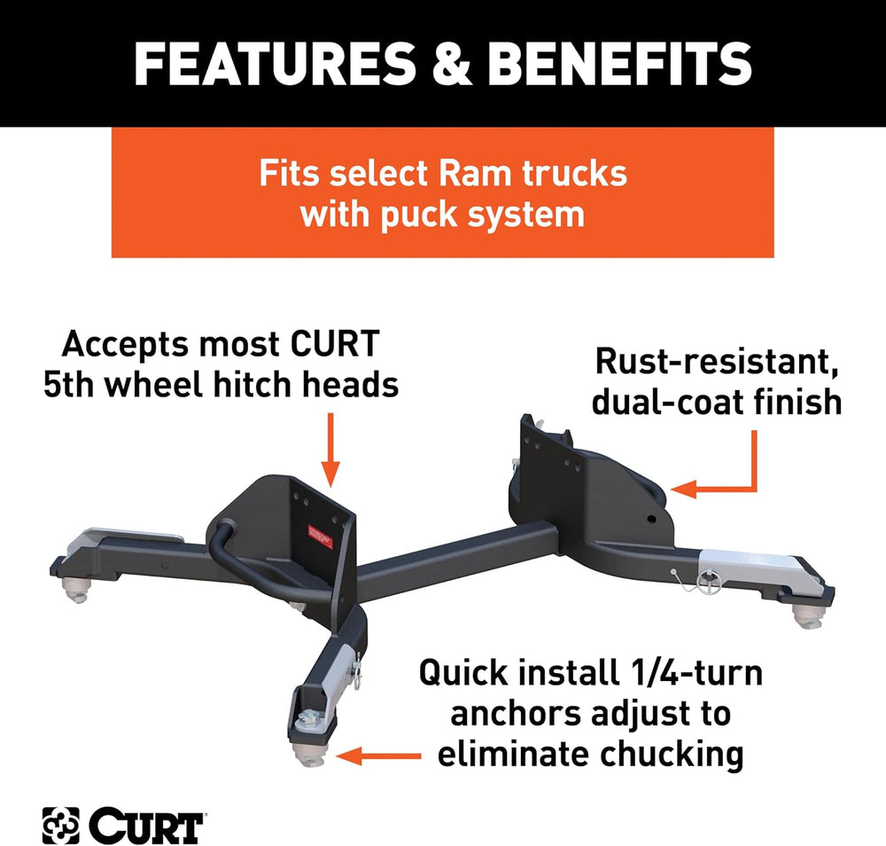 CURT 16021 Replacement Ram 2500, 3500 Puck System 5th Wheel Legs, 25,000 lbs,...