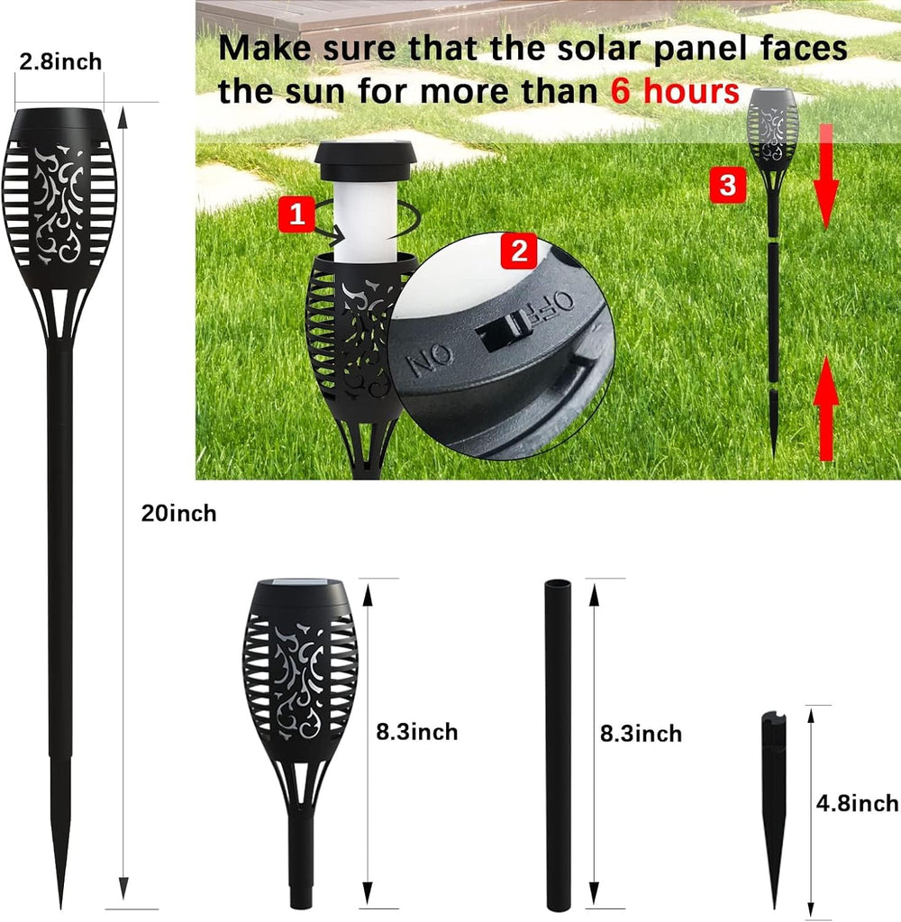 Purple Halloween Solar Lights Outdoor with Flickering Flame, 10 Pack