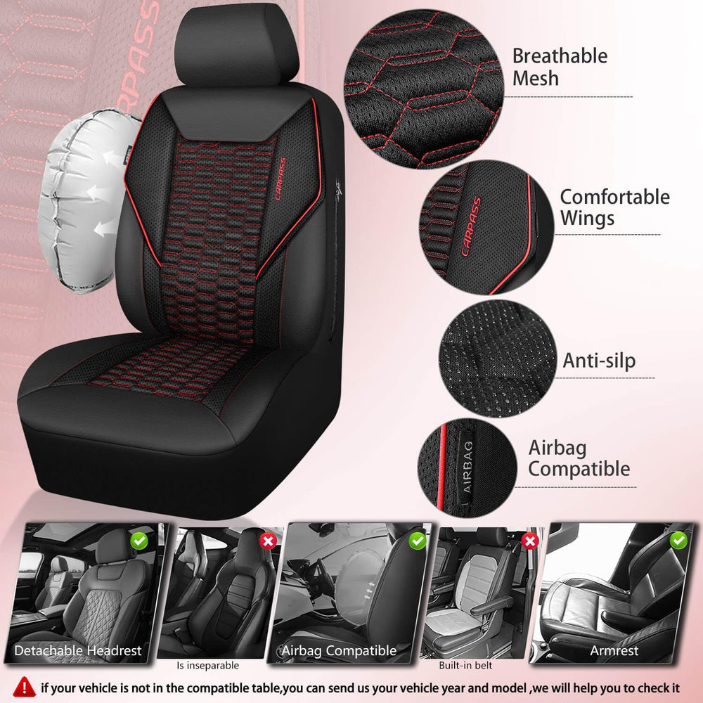 CAR PASS 3D Foam Mesh Leather Car Seat Covers Front Seats, Air Cool Mesh Fron...