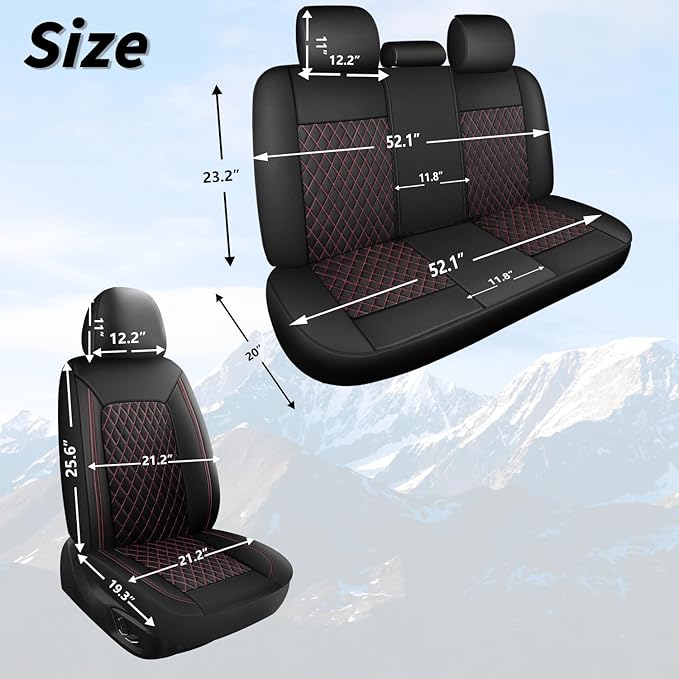 Car Seat Cover, Breathable and Waterproof Leather Seat Covers, Luxury PU (2 P...
