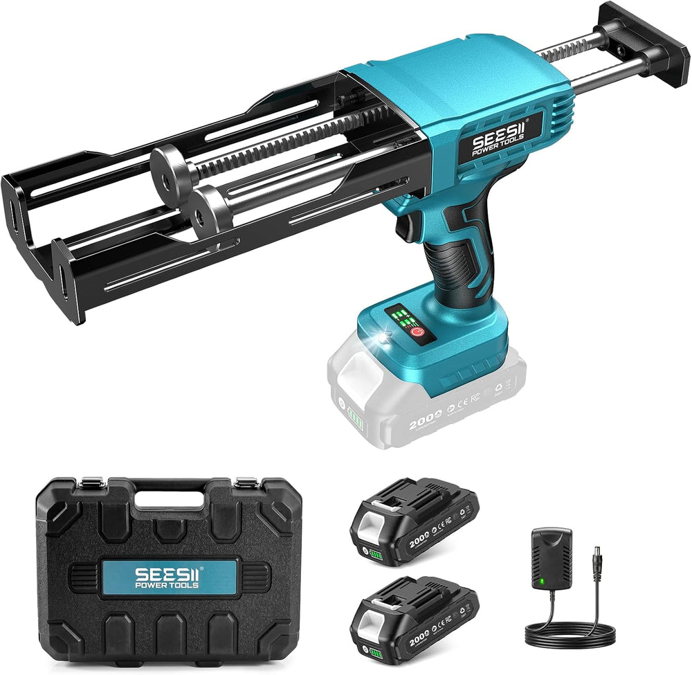 SEESII Electric Dual Cartridge Epoxy Gun 400ML (1:1) with 2 Batteries