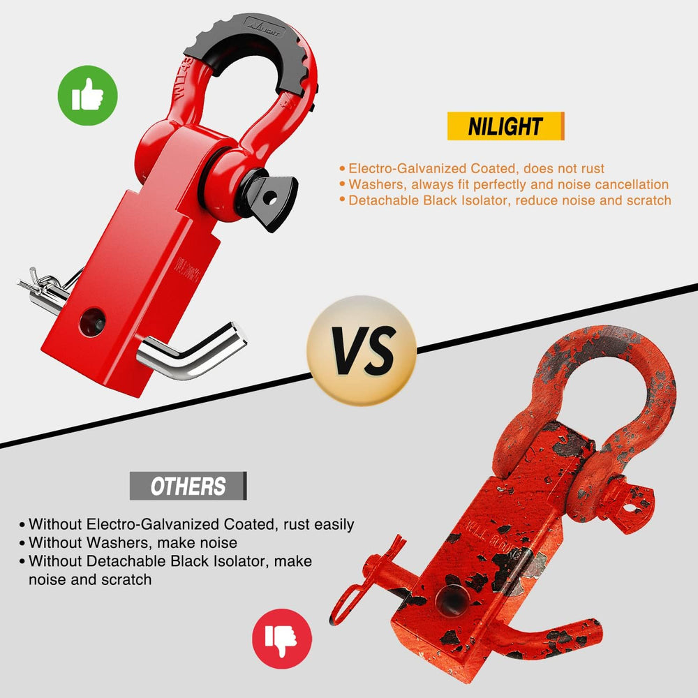 Nilight Shackle Hitch Receiver 2Inch 45000 LBs Breaking Strength 3/4" D ...