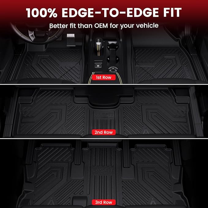 LASFIT Floor Mats&Trunk Mat for Toyota Highlander 2014-2019, All Weather TPE