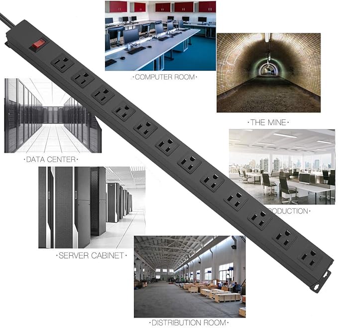 Metal Wall Mount Power Strip, Mountable Power Outlet