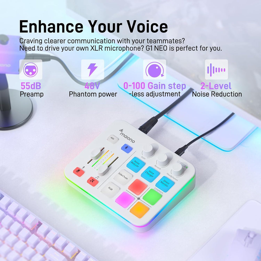 MAONO G1 Neo Gaming Audio Mixer Audio Interface with XLR Input & 48V
