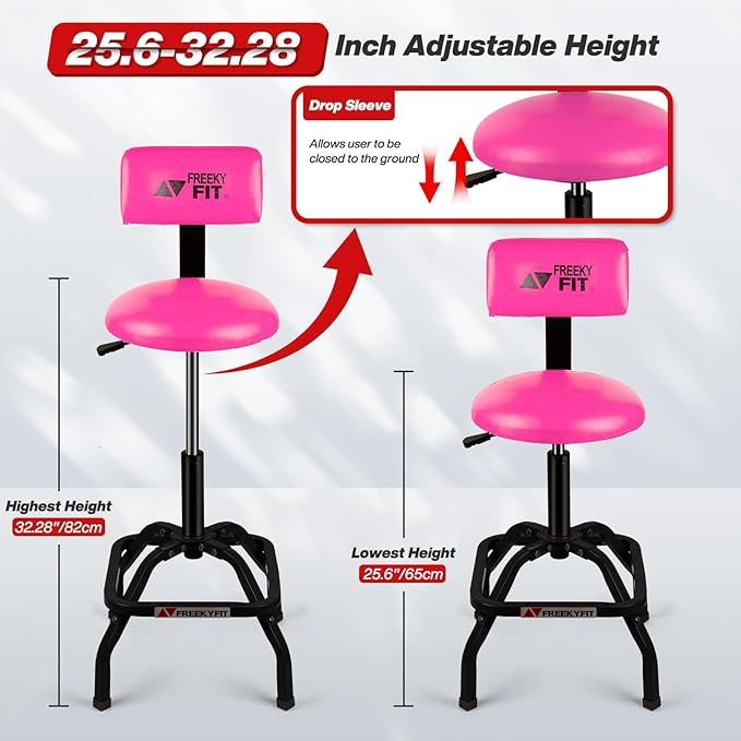 Shop Stool with Backrest, Mechanic Garage Stool