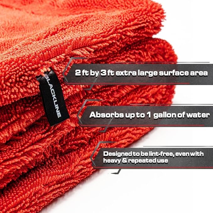Blackline Car Drying Towel - 2ft x 3ft XL-Popular Pick Among Detailing Pros -