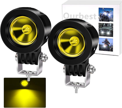 Ourbest motorcycle lights, 2inch Yellow Motorcycle Fog Lights Fork Tube led driving lights for Motorbike ATV Bicycle Accent Off Road Lighting (Yellow)