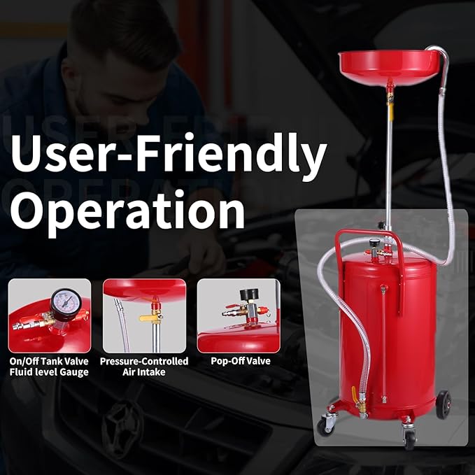 XtremepowerUS 20 Gallon Portable Waste Oil Drain Tank Air Operated Drainage