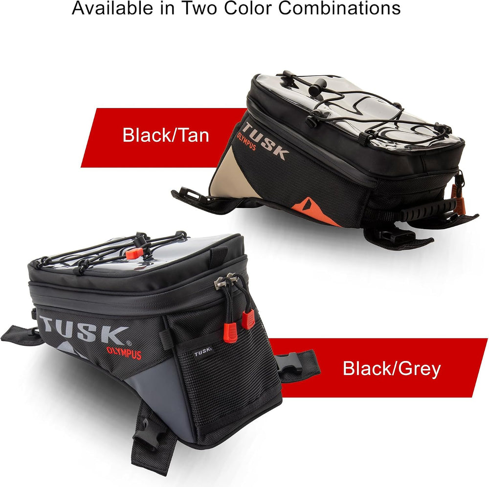 Tusk Olympus Large Tank Bag Black/Tan Durable Off-Road Motorcycle Storage Bag...