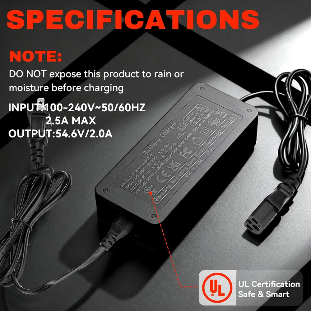 JERBOR 54.6V 2A Battery Chargers for Tuttio Soleil01 Drit Bike, 48V Charger P...