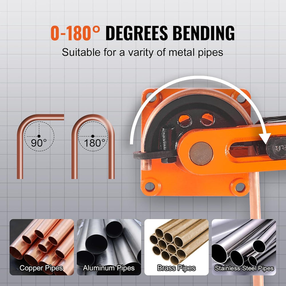 VEVOR Pipe Tube Bender, 3/8" to 1" OD Manual Pipe Tube Bender with ...