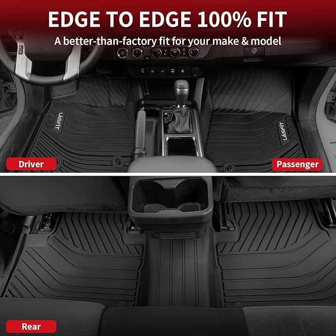 LASFIT Floor Mats for Toyota Tacoma 2016-2023 Double Cab All Weather Custom Fit