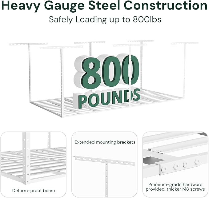 SunsGrove 2x8 Garage Storage Overhead Rack Organization, Adjustable Ceiling