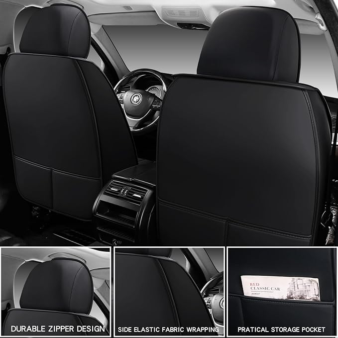 Leather Car Seat Covers Full Set, Universal Faux Leather Car Seat Covers 5 Seats