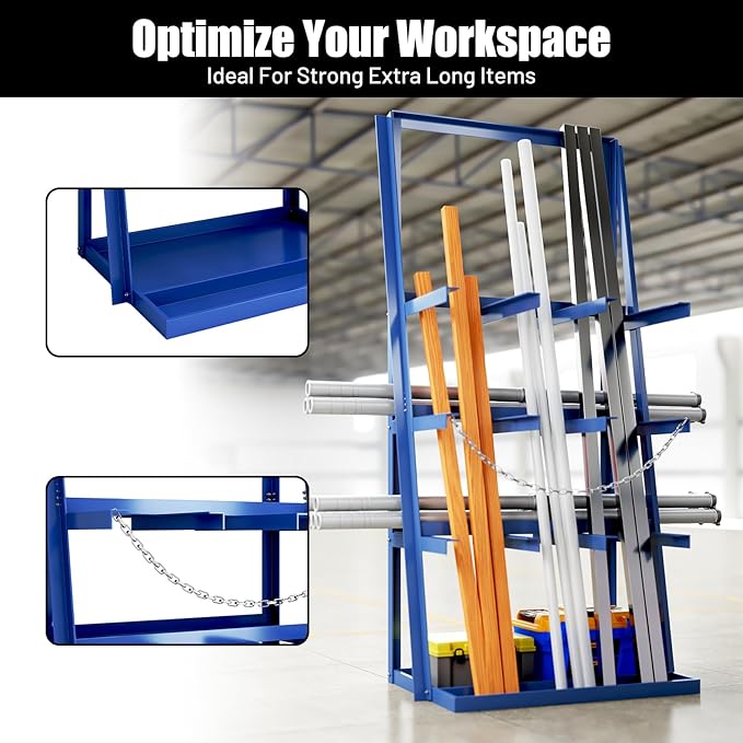 Vertical Bar Rack, 3000 LB Capacity, Steel Bays Long Parts Storage Rack